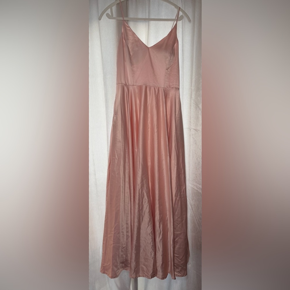 Windsor pink spaghetti strap long dress silky